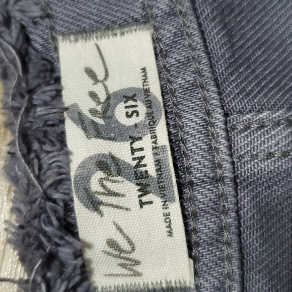 We the free by free people fringe cutoff denim grey lace up shorts distressed - Picture 3 of 6